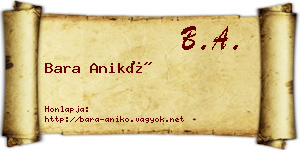 Bara Anikó névjegykártya