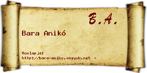 Bara Anikó névjegykártya